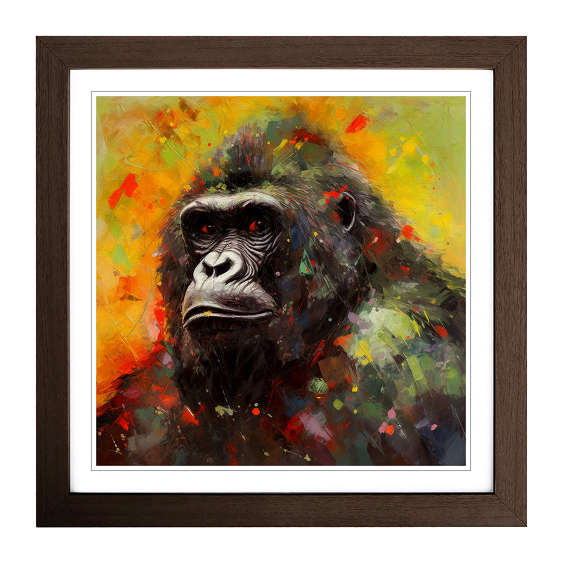 Gorilla Post-Impressionism No.1 - Framed Print, Walnut