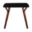 Table de salle à manger d'intérieur de style moderne du milieu du siècle avec cadre en bois de noyer, plateau en marbre noir texturé, pieds courbés, hauteur fixe, quatre places assises, profondeur 99,6 cm, largeur 76,8 cm, poids 25,4 kg, assemblage requis