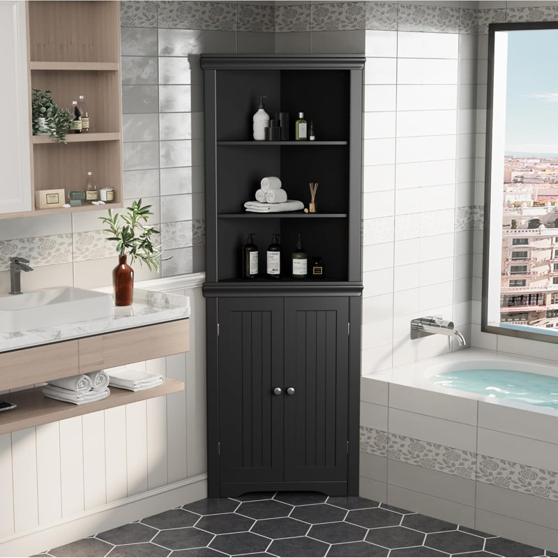 Rangement pour salle de bain Kamelja, Noir mat