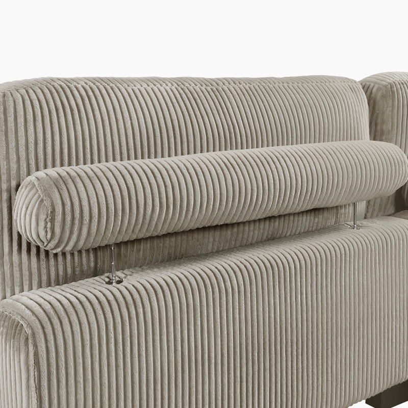 Lintz 135" Modern Modular Sectional with Corduroy Fabric, Adjustable Backrest & 4 Pillows, Taupe Corduroy
