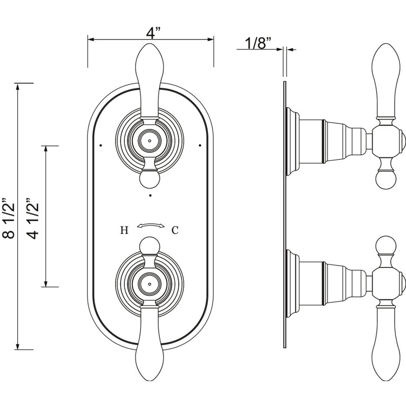 Arcana™ 1/2" Thermostatic Trim with Diverter, Polished Chrome