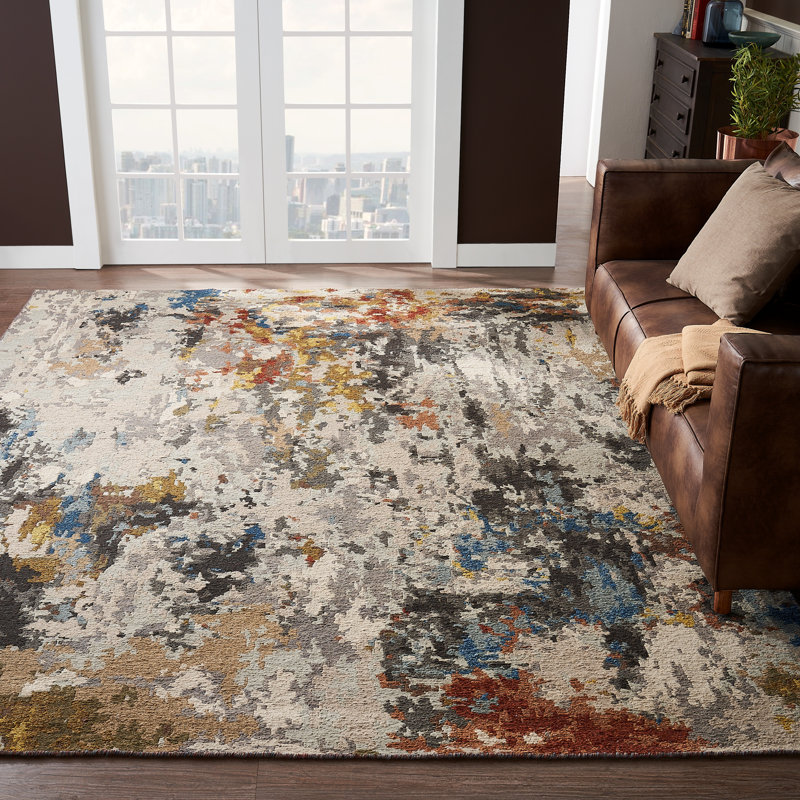 Roussel Wool Abstract Area Rug, Rectangle 3' x 5'