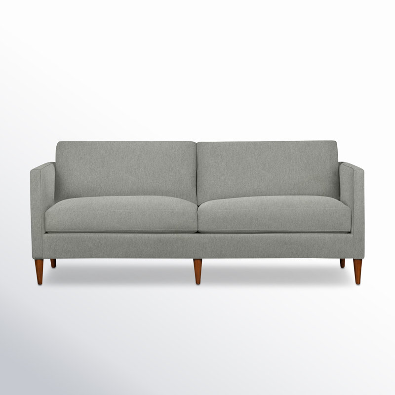 Clifford 87" Upholstered Custom Sofa, Ticket Smoke Heathered Basketweave