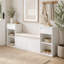 Banc de rangement tout-en-un avec coussin, compartiments, tiroirs et tablettes ouvertes, banc de rangement-1749570484