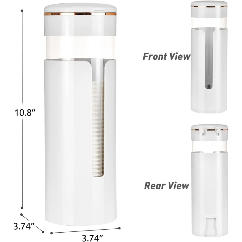 Dia 3.7" Plastic Coffee Cup Dispenser, White