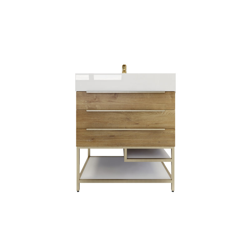 Glasgow 29.5'' Single Bathroom Vanity with Acrylic Top, Oak