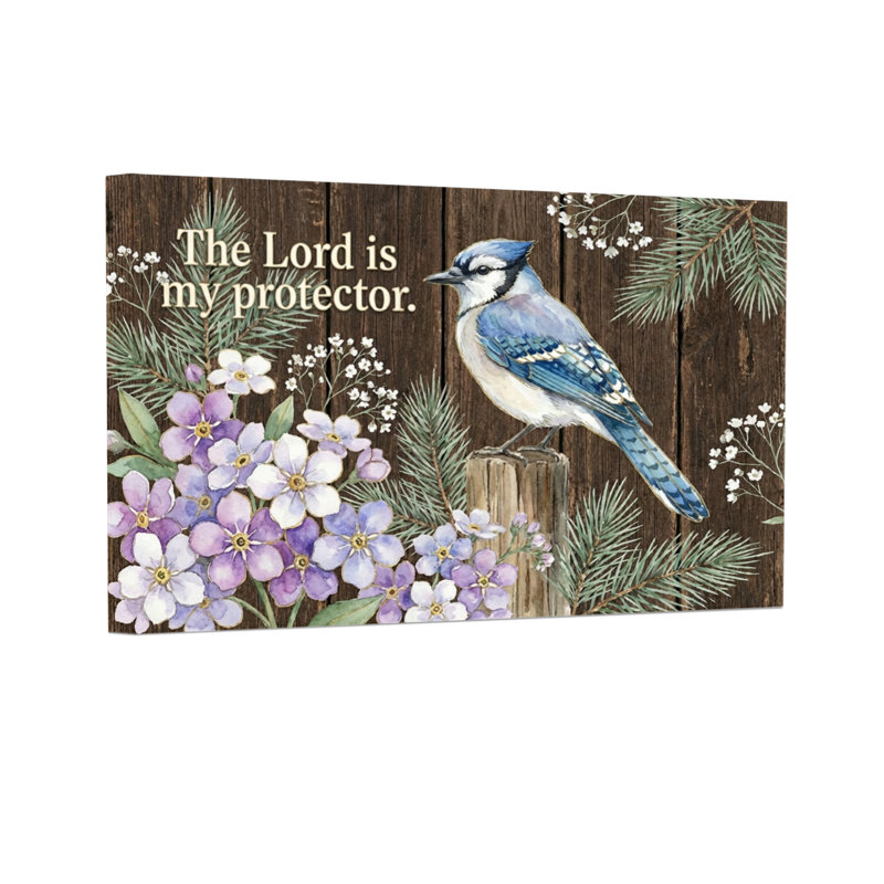 Texte et chiffres Fleurs de geai bleu Branches de pin Fond en bois Écriture, H 20 po x l 30 po