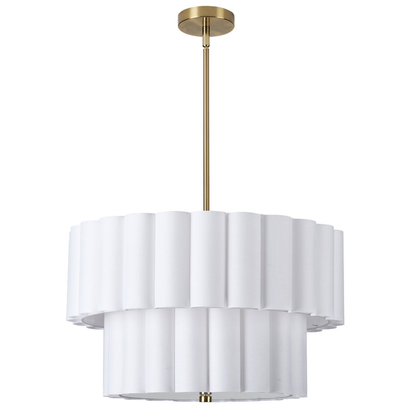 Luminaire suspendu à niveaux 4 lumières Kasten, Laiton vieilli, Blanc