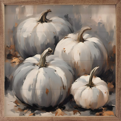 «Four Blue Blue Tone Pumpkins» sur bois
