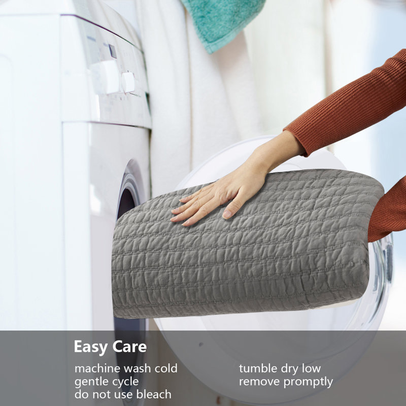 Housse pour fauteuil inclinable en coton avec broderie prélavée (gris, 25 po), H 96 po x l 25 po x P 20 po, Gris