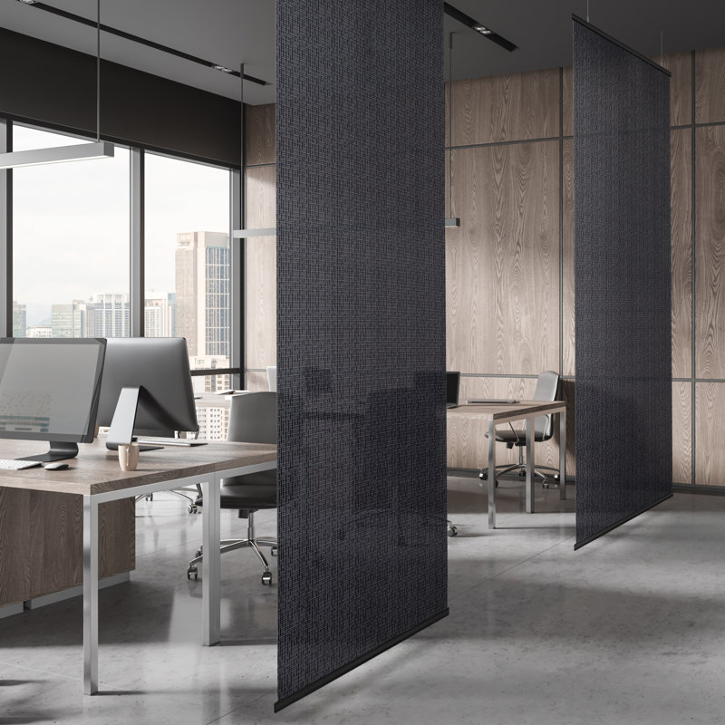 Fruge 36''W x 96''H, 2-Panel Hanging Room Divider, Sheer Semi Privacy Screen, Fire Retardant