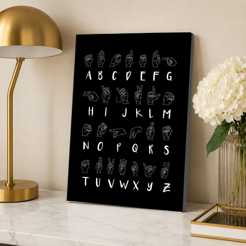 Affiche de l'alphabet américain en langue des signes ASL, 12x18inch, Conception de l'œuvre d'art-2
