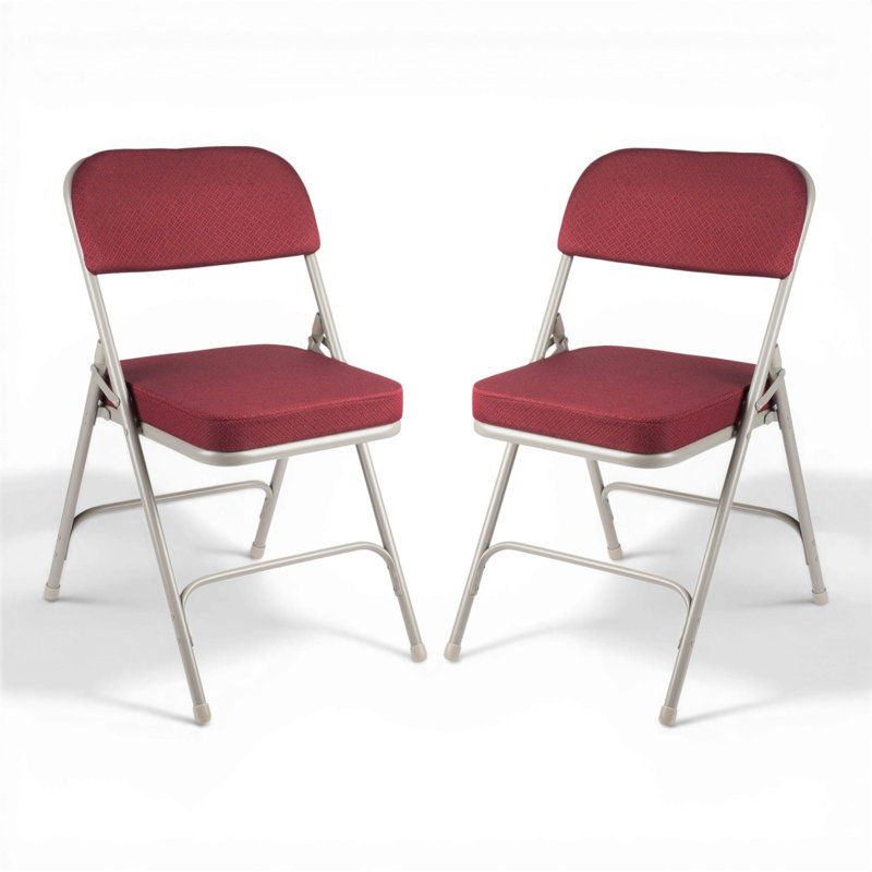 Bernadine Deluxe Fabric Padded Folding Chair, Red/Gray