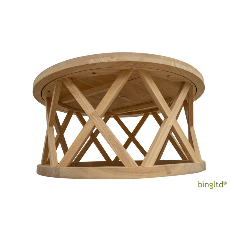 Camilla 40" Round Solid Hardwood Coffee Table in Light Brown