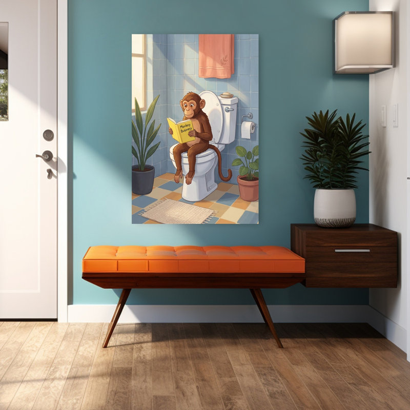 Art mural contemporain singe fantaisiste, H 48 po x l 32 po