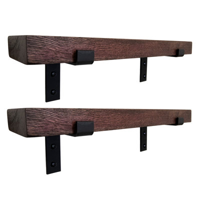 2 Piece Oak Bracket Shelf