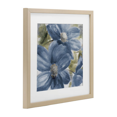 «Walk In Beauty Blue Flowers», reproduction encadrée sous verre, conception de Lanie Loreth