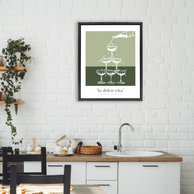 Green Champagne Tower Floating Frame, design by Lettered and Lined