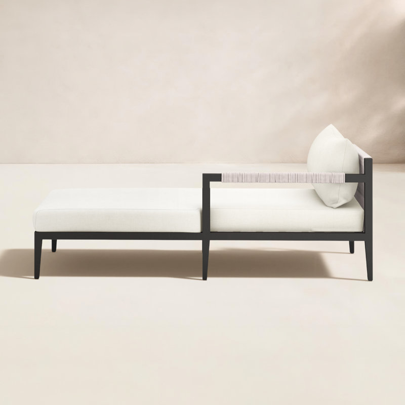 Nida Teak Outdoor Raf Chaise, Mélange de polyester ivoire, Bronze