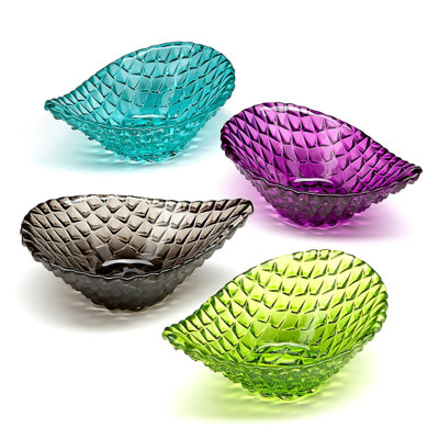 Red Pomegranate Glass Stainless Steel Candy Bowl