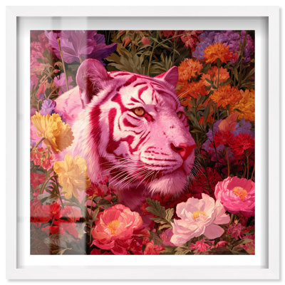 Décoration murale moderne King of the Dahlias I Shadowbox Print par Notoriart, cadre blanc, 41 x 41