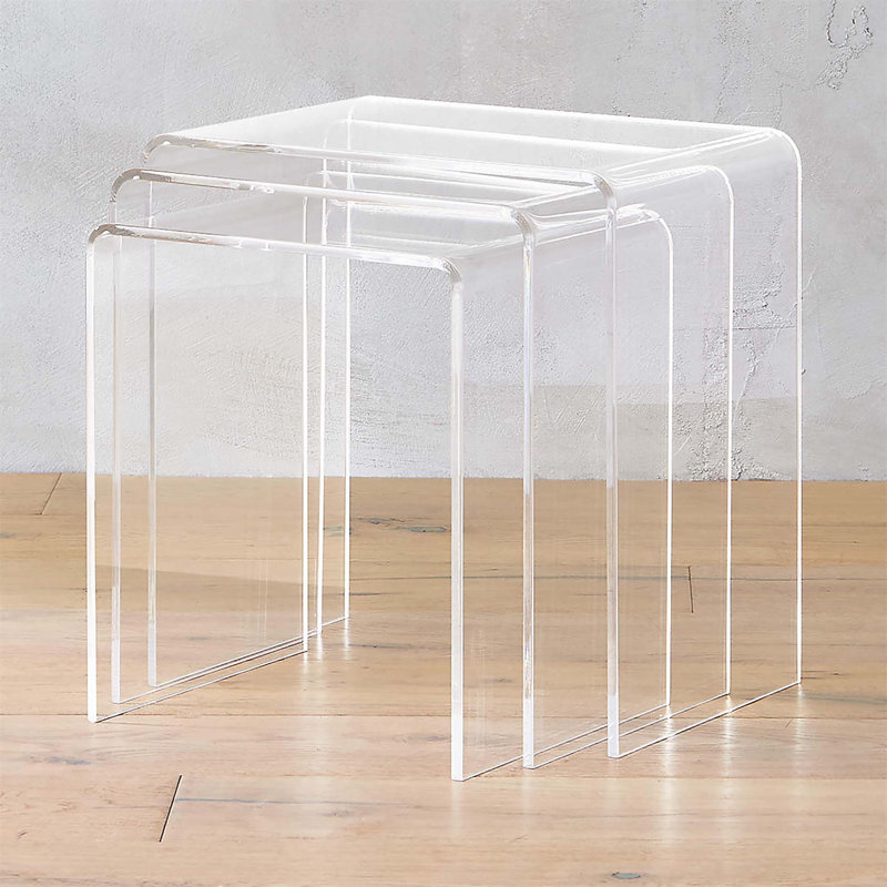 Heinle Glass Top Sled Nest Of Tables