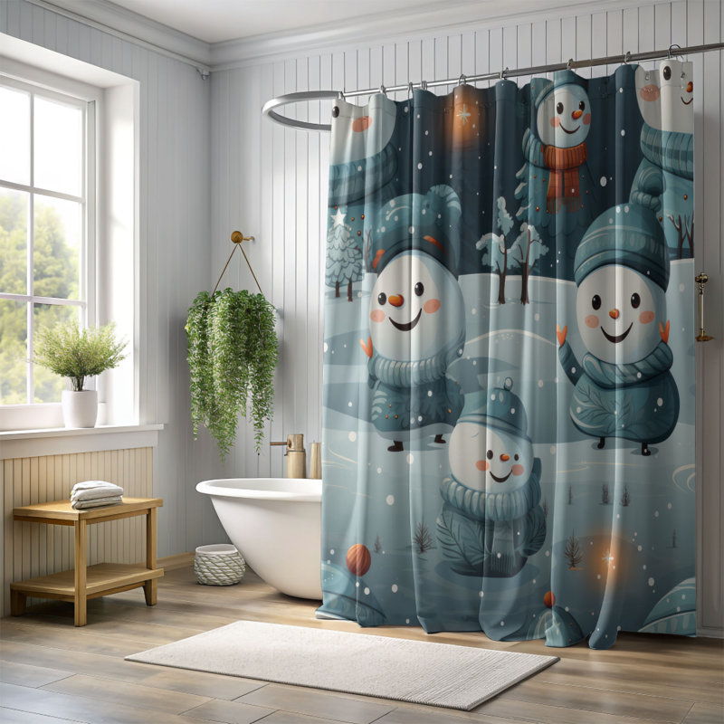 Rideau de douche Icy Snowman - Premium, H 74 po x l 71 po