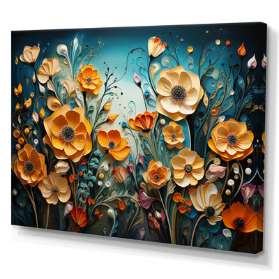 Fleurs jaunes fantaisistes - Art mural encadré fleurs sauvages