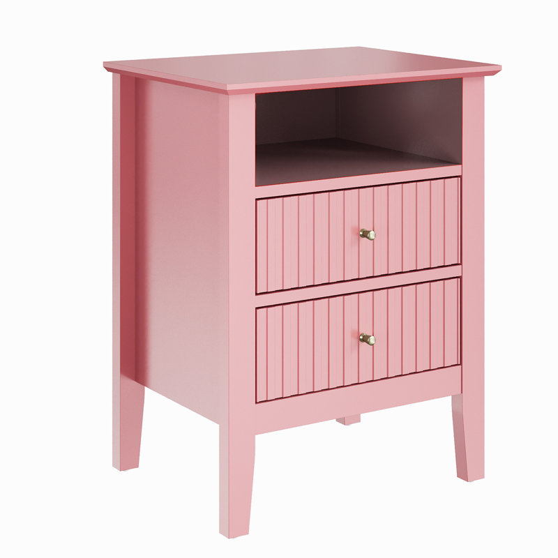 Amberrae 2 Drawer Bedside Table, Pink 