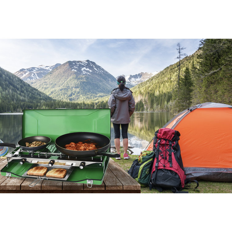 Flame King Multi-Function Portable Propane BBQ Grill, Griddle, Stove Top,  Pot/Wok for Backpacking and Camping trips 