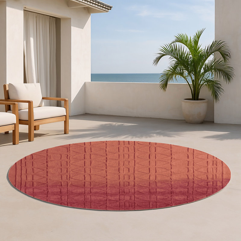 Tapis brun intérieur et extérieur Trellis, Rond 5 pi