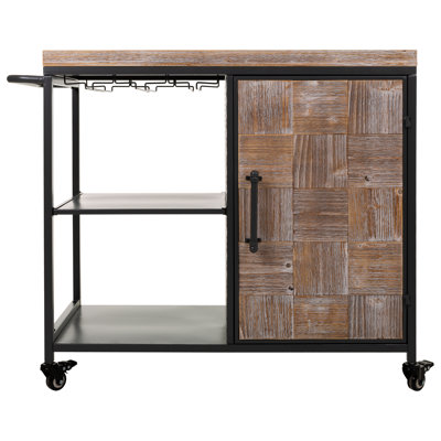 Adside Floor Wine Bottle & Glass Rack in Brown