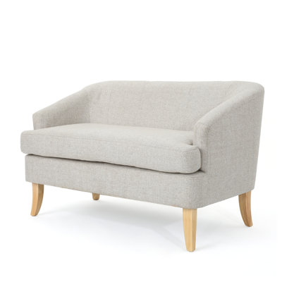 Canapé de style moderne Mid-Century beige avec coussins en mousse haute densité et pieds en bois massif pour le salon ou la chambre à coucher