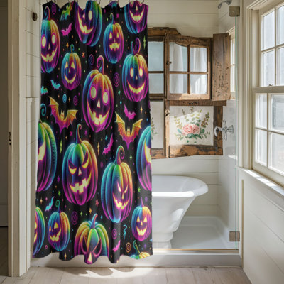 Rideau de douche standard 1 pièce Neon Ghost & Ghouls