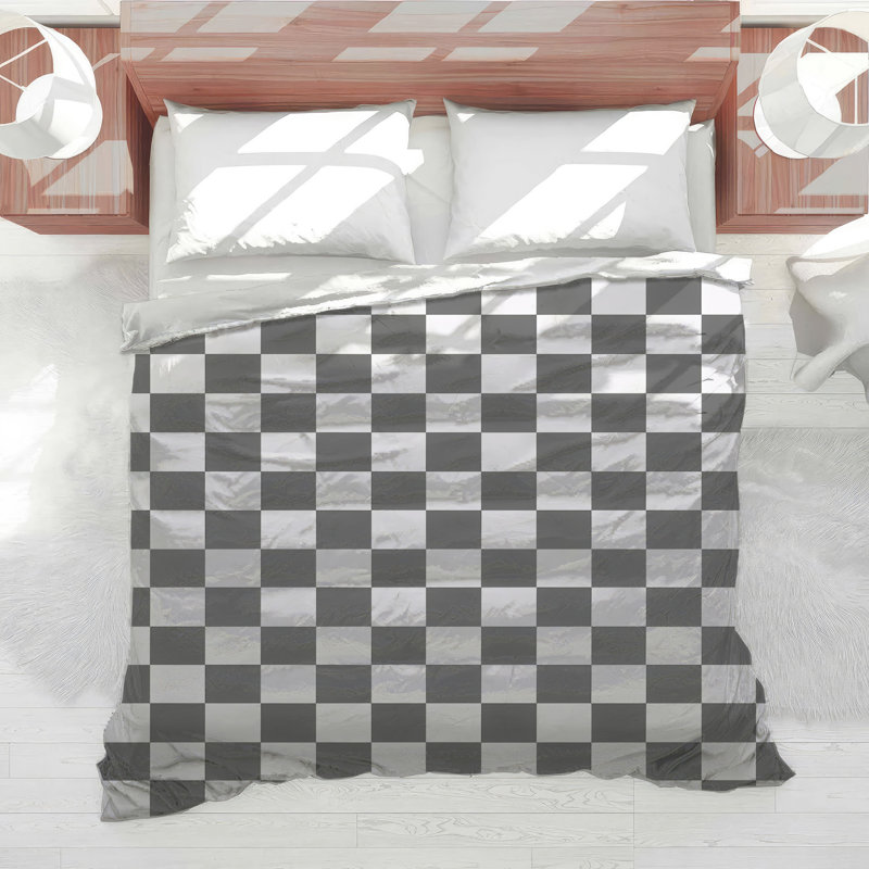 Édredon noir et blanc à carreaux, Queen