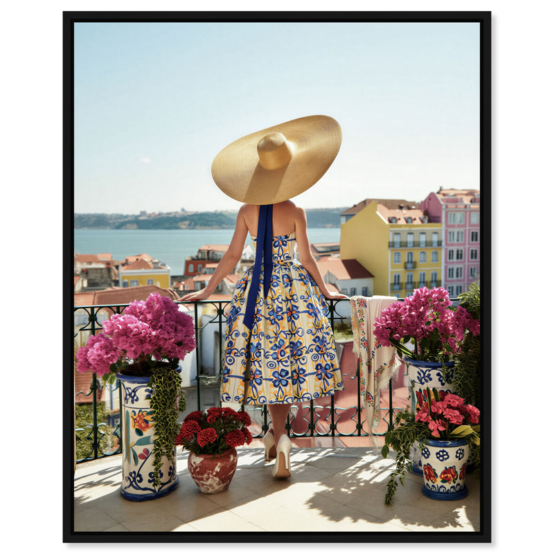 Lisbon Balcony Print by Oliver Gal, 21"H x 25"W, Black Floater Frame