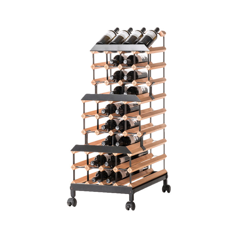 Hilal In Motion Solid Wood Floor Wine Bottle Rack in Natural