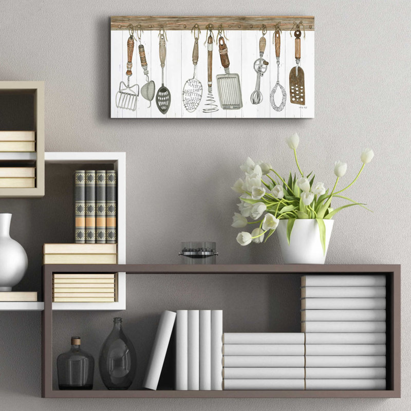 «Kitchen Tools» par Cindy Jacobs, art mural en verre acrylique, H 12 po x l 24 po x P 0,2 po
