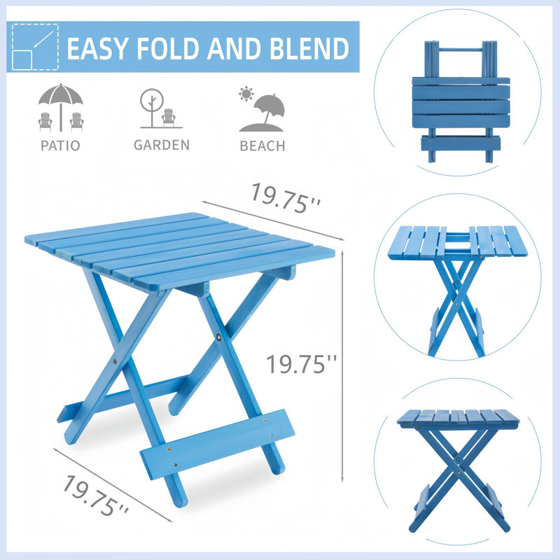 Table pliante carrée, conception portable peu encombrante, Bleu clair