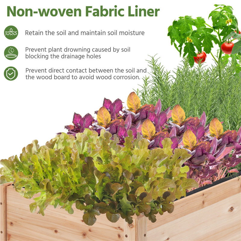 Rectangle Wood  Planter Raised Bed, Wood