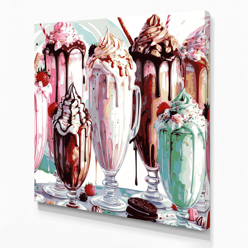 Desserts Milkshake gris, art mural sur toile, H 12 po x l 12 po