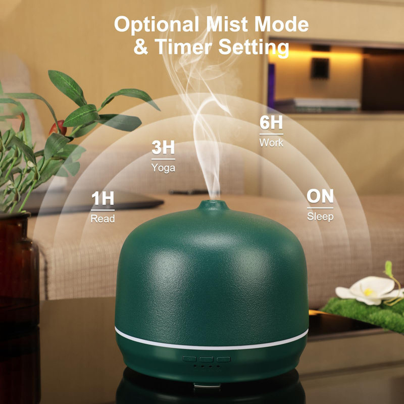 500ml Ceramic Essential Oil Diffuser for Large Room, Ultrasonic Aromatherapy Air Diffuser with Timer - Green, Green