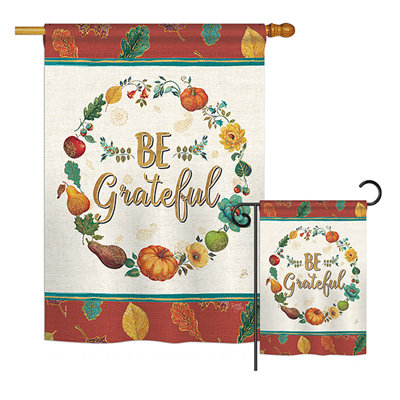 Ensemble de drapeaux en polyester 2 pièces Malton Be Grateful Fall Thanksgiving