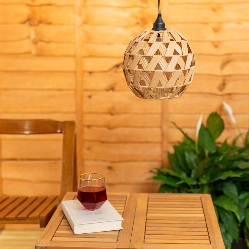 Natural Rattan Ball Battery Operated Outdoor Hangi LED Outdoor Pendant