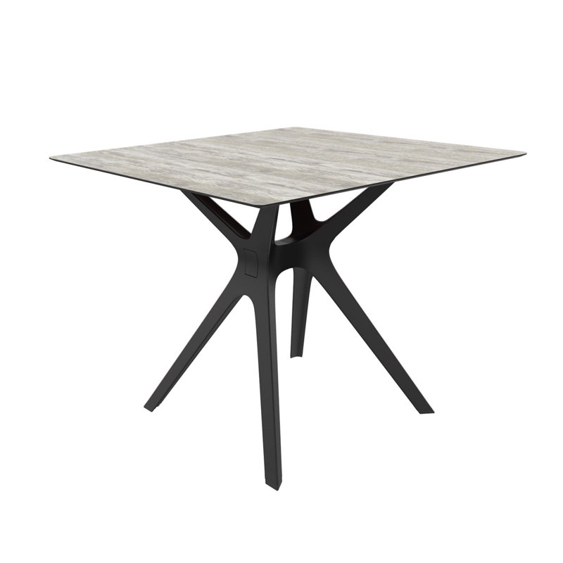Table de salle à manger Vela S, Bois délavé, Noir
