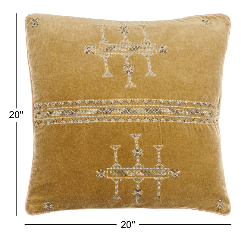 Coussin en coton Veola, Cuivre, 20 po x 20 po, Housse de coussin seulement - sans coussin
