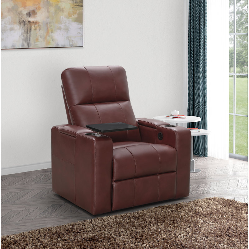 Vannatta Faux Leather Power Recliner, Ruby Red Faux Leather