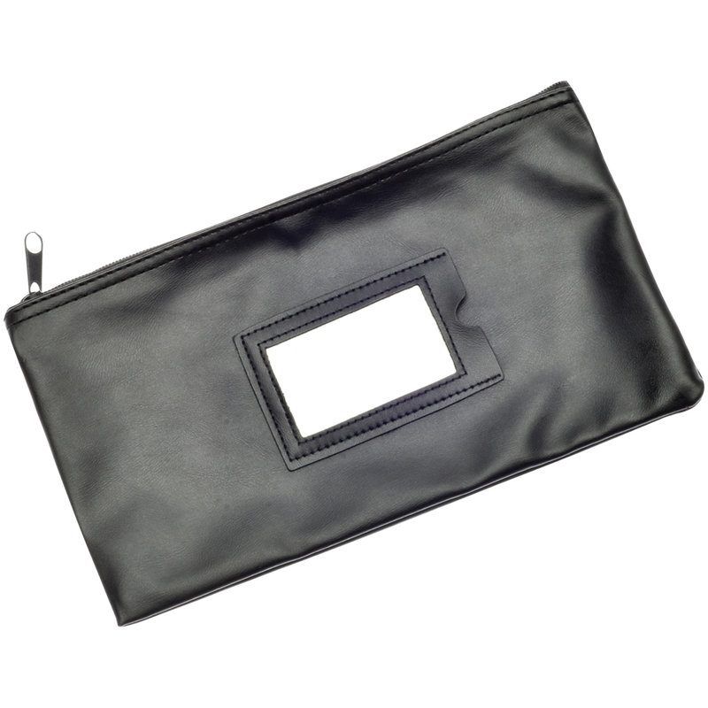 Nadex Vinyl Faux Leather Cash Bag, 7.99'' H x 11.18'' W x 1.89'' D, Black