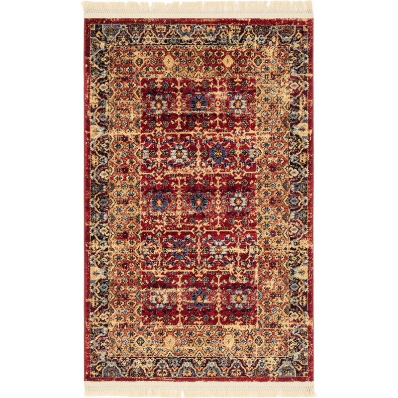 Tapis oriental rouge Angeliya, Rectangle 3 pi 3 po x 5 pi 3 po