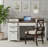 59" Farmhouse Office Desk With  Charging Station & Storage Cabinet, Barn Door Design Home Study Desk With File Drawer, Monitor Stand And Keyboard Tray For Office, Study, Living Room-251615308